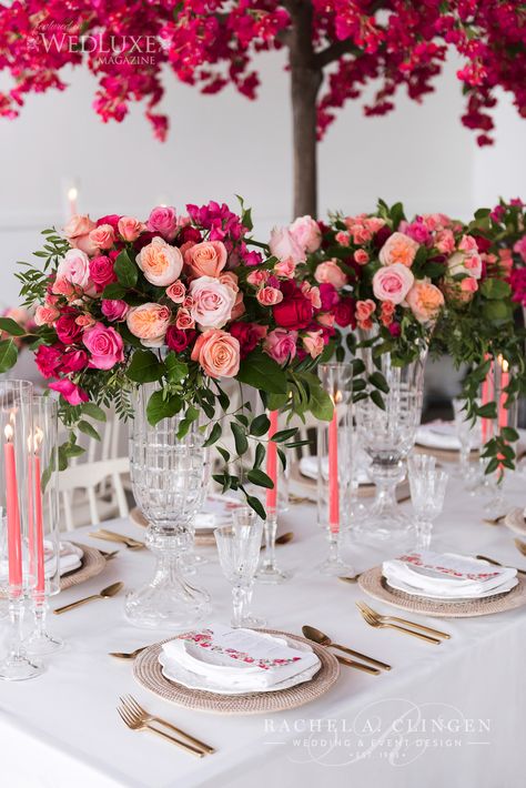 Bougainvillea Wedding, Unique Wedding Flowers, Wedding Event Design, Reception Party, Flower Centerpieces Wedding, Toronto Wedding, Wedding Table Centerpieces, Pink And Red, Flower Centerpieces