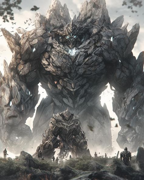 Giant Golem, Earth Golem, Earth Giant, Stone Golem, Stone Giant, Fantasy Creatures Mythology, Giant Creatures, Zombie Art, Giant Monsters