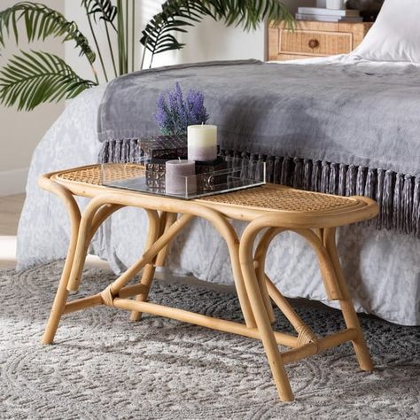 Septa Modern Bohemian Natural Brown Rattan Accent Bench - Bed Bath & Beyond - 38210135 Accent Bench, Bed Bench, Modern Bohemian, Living Room Seating, Natural Brown, Indoor Furniture, Accent Furniture, Bench Furniture, Furniture Chair