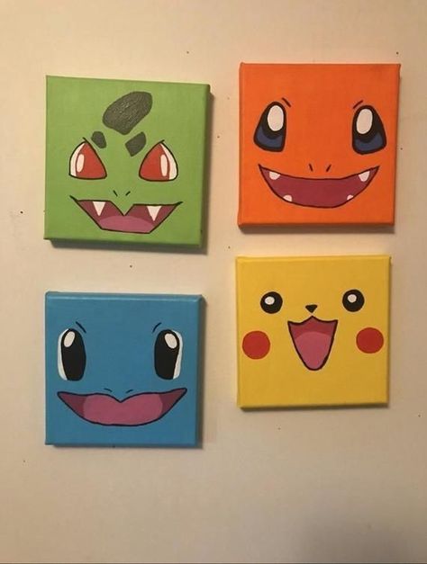 Mini Tela, Pokemon Painting, Simple Canvas Paintings, Cute Canvas Paintings, Easy Canvas Art, Easy Doodle Art, Canvas Painting Designs, Cute Paintings, Small Canvas Art