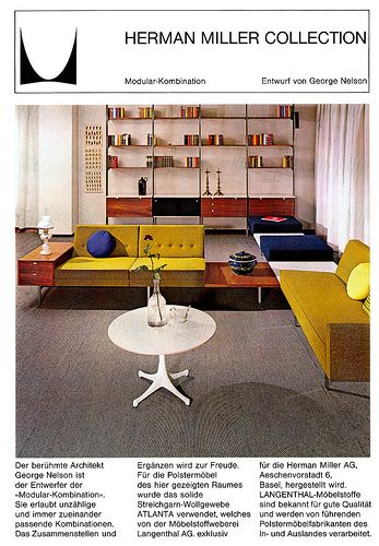 Herman Miller ad - 1965 - Designer: George Nelson | Flickr - Photo Sharing! Midcentury Furniture, Mid Century Interior, Inside House, Mcm Furniture, Blue Electric, Mid Century Living, Mid Century Modern Interiors, Retro Interior, George Nelson