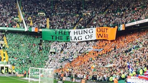 old-firm-rivalry-lives-celtic-wins-rangers-fans-trash-stadium Celtic Soccer, Green Brigade, Celtic Park, Celtic Football Club, Celtic Ireland, Glasgow Green, Old Firm, Celtic Football, Best Banner Design