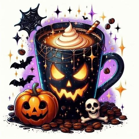 Halloween Coffee Aesthetic, Baking Images, Spooky Doodles, Watch Wallpapers, Halloween Kunst, Halloween Wallpaper Cute, Whatsapp Wallpaper Cute, Halloween Artwork, Coffee Aesthetic