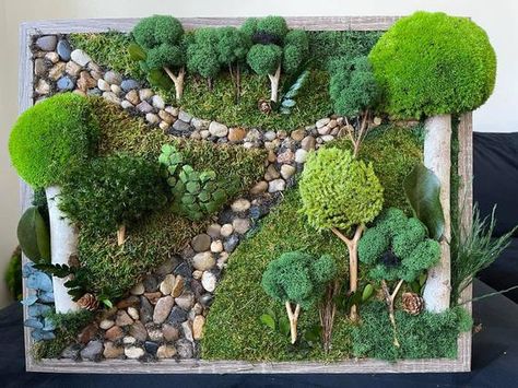 Moss Wall Art Wood frame Moss Art Work Moss Art Preserved | Etsy Fairy Garden Plants, Moss Plant, Moss Decor, Succulent Wall Art, Moss Wall Art, Shadow Box Art, Terrarium Decor, Moss Art, Succulent Wall