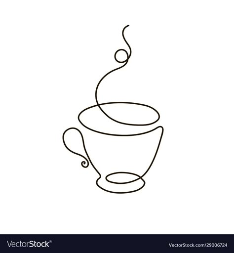 One Line Coffee Drawing, Simple Coffee Cup Drawing, Line Coffee Art, One Line Drawing Coffee Cup, How To One Line Drawing, One Line Drawing Embroidery, Line Art Design Coffee, Coffee Cup Design Drawing, Coffee Outline Drawing