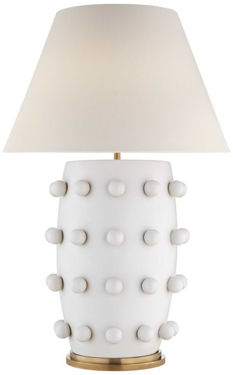 KELLY WEARSTLER | LINDEN TABLE LAMP. Rich in texture, organic yet modern lamp Linden Table Lamp, Visual Comfort Lighting, Fancy Table, Large Table Lamps, Decorative Spheres, Mcgee & Co, Ceramic Base, Kelly Wearstler, White Table Lamp