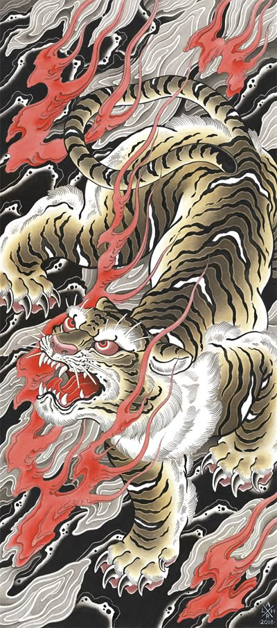 Tiger Japanese Art, Japanese Tiger Art, Traditional Japanese Tattoo Flash, Drawing Made Easy, Japanese Tiger Tattoo, Tattoo Japanese Style, Tiger Dragon, Japanese Tiger, Tiger Artwork