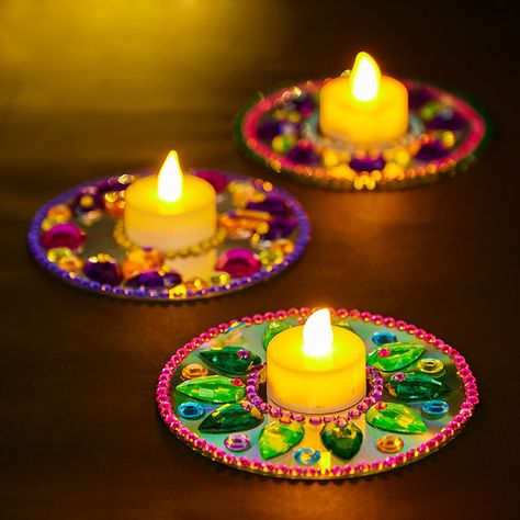 Create Diwali LED Candle Holders with our fun craft activity guide template. Buy art and craft supplies at Baker Ross, inspiring creativity Diwali Candle Holders, Clown Cupcakes, Diwali Crafts, Candle Holder Crafts, Diwali Candles, Art And Craft Supplies, Colorful Rangoli, Guide Template, Diwali Craft