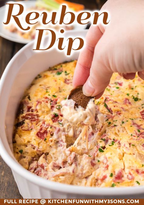 With all of the traditional flavors of the sandwich, this Reuben Dip is creamy and savory and everything you love about a Reuben. It’s a tasty hot dip that is perfect for any special occasion or event or just to enjoy at home on a relaxing weekend! Ruben Dip, Reuben Dip Recipe, Millionaire Pie, Reuben Dip, Dips Appetizers, Dip Recipes Hot, Christmas Tips, Christmas Eats, Crock Pot Dips