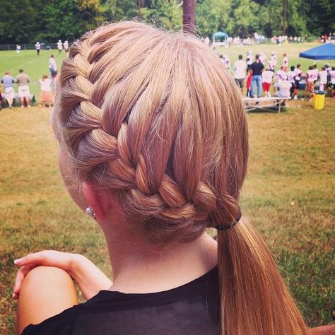 Side Ponytail Hairstyles, Undercut Haircut, Side French Braids, Softball Hairstyles, Cheer Hair, Natural Hairstyle, Ball Hairstyles, French Braid Hairstyles, Hair Styles 2014