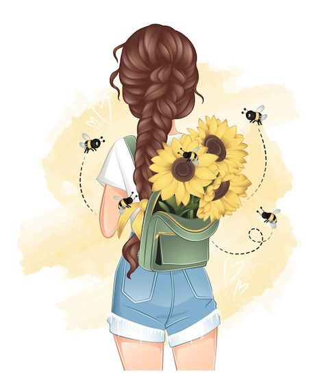 Vector summer girl with sunflowers in ba... | Premium Vector #Freepik #vector #girl-art #lady #girl #sunflower Laura Price, Red Head Cartoon, Redhead Art, خريطة ذهنية, Ginger Girls, Cartoon Profile, Girly Drawings, Pola Sulam, Illustration Art Girl