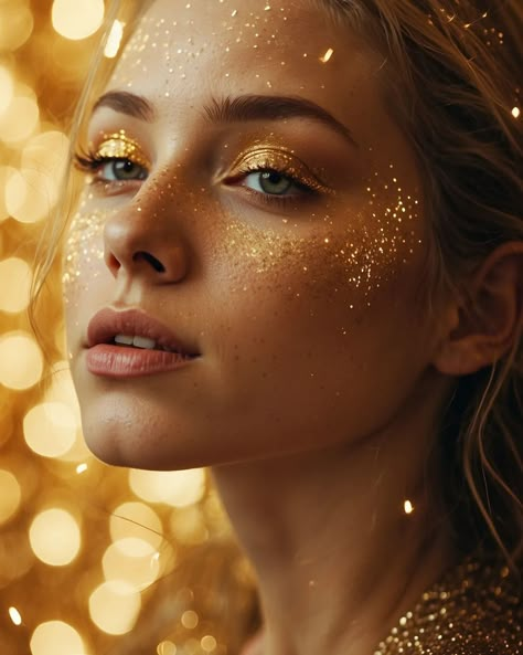 Golden Glow: Radiance in Focus ❤️ #GoldenGlow #RadiantBeauty #AIArt #PortraitArt #GoldenLights #ShimmerAndShine #DigitalArt #ArtisticExpression Golden Photoshoot, Golden Portrait, Bronzer Makeup, Golden Glow, Summer Glow, In Focus, Golden Lights, Portrait Art, Makeup