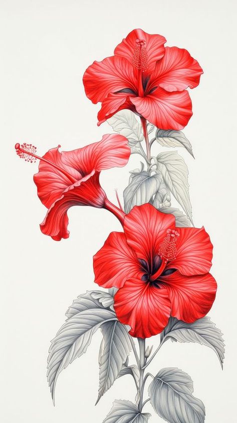 Vintage drawing red Hibiscus hibiscus flower sketch. | premium image by rawpixel.com / Baifern Hibiscus Sketch Drawing, Hibiscus Flower Sketch, Hibiscus Colors, Hibiscus Sketch, Hibiscus Flower Art, Hibiscus Illustration, Iphone Wallpaper Tropical, Hibiscus Drawing, Minimalist Iphone Wallpaper