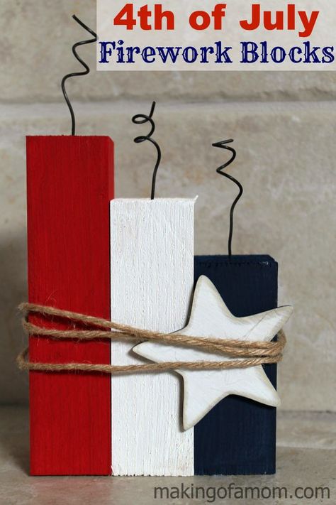 Cute Diy Crafts, Wood Craft Projects, Fourth Of July Decor, Tequila Shots, Patriotic Crafts, Block Craft, Pallet Crafts, 4th Of July Decorations, The Fourth Of July