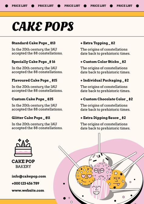 Cake Pops Price List, Cake Pop Business Names, Funny Cake Pops, Dipped Treats Price List, Cake Pop Pricing, Treats Price List, Cake Pop Business, Cake Pop Prices, Graham Balls