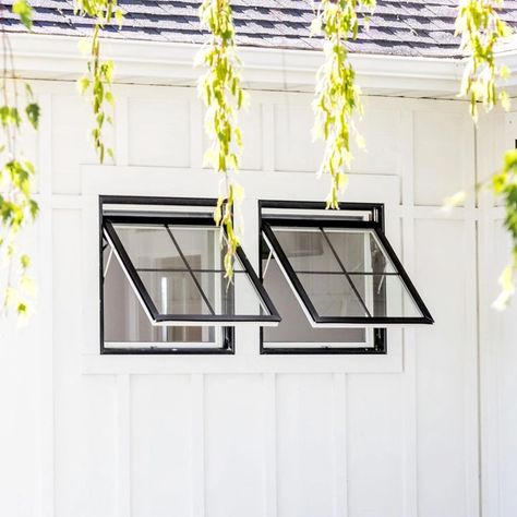 Awning Windows Provide Ventilation for Modern Farmhouse Awning Windows Exterior, Window Ventilation, Horizontal Sliding Windows, Window Inspiration, Bathroom Ventilation, Awning Windows, Tatami Room, Square Windows, Window Grill Design