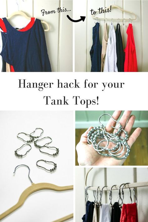 Here's a neat little way to organize your tank tops using your existing hangers.  Click through to see the post or pin this for later!  #organize #homehacks #organization #hanger #tanktop Hanging Tank Tops In Closet, How To Hang Tank Tops In Closet, Organize Tank Tops, Teen Closet Organization, Diy Craft Organization, Hanging Tank Tops, Tank Top Organization, Tank Top Storage, Tank Top Hanger