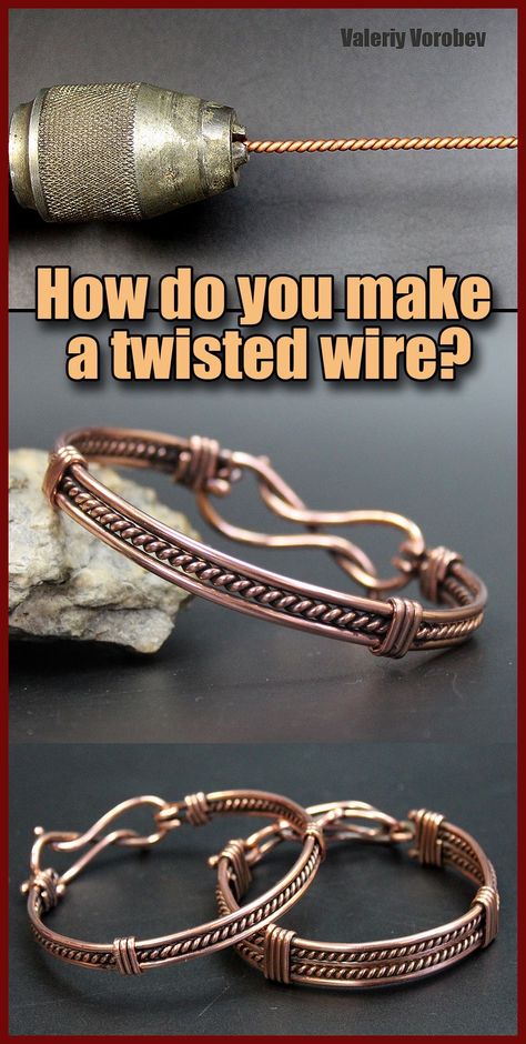 Copper Enameling, Wire Weaving Tutorial, Copper Wire Art, Twist Jewelry, Wire Jewelry Rings, Metal Jewelry Making, Wire Wrapped Stone Jewelry, Copper Bracelets, Wire Wrap Jewelry Designs