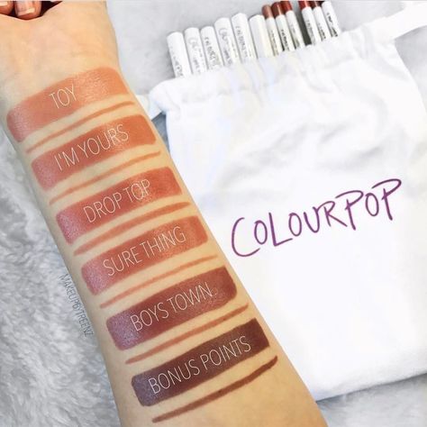 82 Likes, 2 Comments - XOXO, #colourpoptrend 💜 (@colourpoptrend) on Instagram: “Yaaassss!!!! New creme lippie stixs! And with matching lippie pencils!!! Dropping March 2nd!! 👄🔥…” Colourpop Lippie Stix, Lips Color, Boys Town, Cake Face, Lip Swatches, Lipstick Swatches, Makeup Swatches, Drop Top, Lip Art