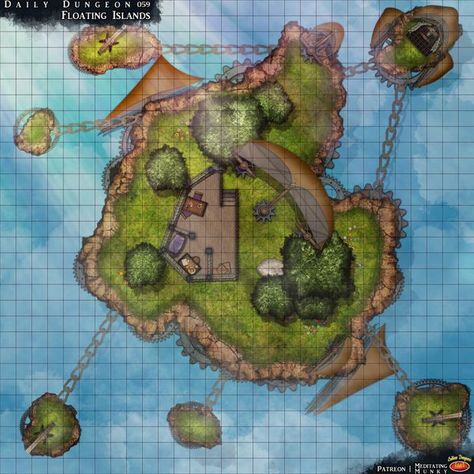 Airship Battlemap, Sky Island, Cartographers Guild, Pen And Paper Games, Fantasy Town, Floating Island, Tabletop Rpg Maps, Dnd Maps, Dnd Stuff