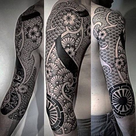 200 Traditional Japanese Sleeve Tattoo Designs For Men (2021) Dragon, Tiger, Flower Geometric Pattern Tattoo, Tattoo Sleeves, Ornamental Tattoo, Traditional Japanese Tattoos, Japanese Sleeve Tattoos, Japanese Sleeve, Arm Sleeve Tattoos, Japanese Tattoo Designs, Maori Tattoo