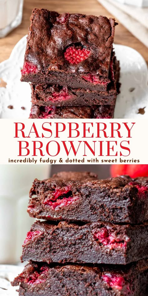 Chocolate Raspberry Brownies, Raspberry Brownies, Raspberry Desserts, Brownies Chocolate, Raspberry Chocolate, Raspberry Recipes, Fresh Raspberries, Berries Recipes, Chocolate Raspberry