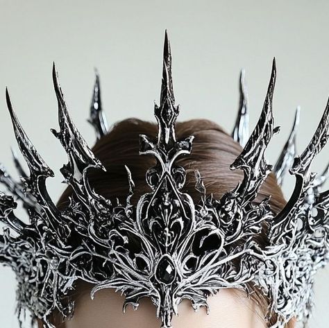 Aliberk Senbas on Instagram: "BLACK DIAMOND CROWN - Rule the night with our Black Diamond Crown. 🖤💎 This exquisite crown features striking black diamonds set in an intricate design, blending regal elegance with a touch of gothic allure. Perfect for fantasy events, gothic gatherings, or making a dramatic statement at any special occasion. Embrace your inner royalty and let your style shine with the Black Diamond Crown. #BlackDiamondCrown #GothicElegance #RegalStyle #BoldFashion #royalbeauty 

FORM IS INFINITE ♾

#formzee #fashion #aifashion #design #future #futuristicart #neogothic #gothic #mysterious #organic #organicdesign #futuristic #dark #beautiful #style #artist #art #fashiondesigner #instafashion #midjourney #ai #stablediffusion #clothing #fashionstyle #designerfashion" Fantasy Crown Design, Dark Fantasy Crown, Fantasy Crowns, Royalty Crown, Fantasy Crown, Crown Aesthetic, Style Artist, Regal Elegance, Royal Beauty