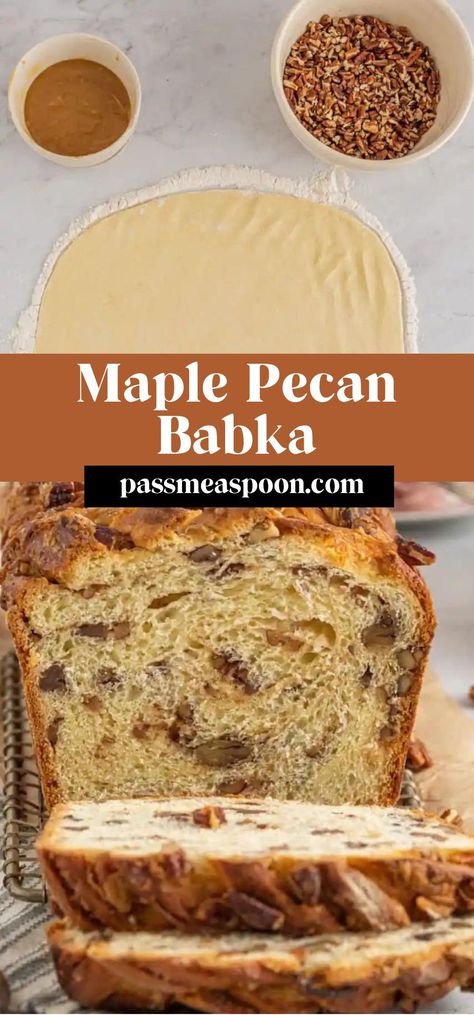 Indulge in this irresistible maple pecan babka! Made with a buttery dough swirled with a sweet and nutty filling of maple syrup and crunchy pecans, this babka is the ultimate comfort food. Perfect for breakfast or as a sweet treat with coffee or tea, this will become a new favorite in your recipe collection. Pecan Babka, Babka Bread, Babka Recipe, Bread Soft, Maple Pecan, Crunchy Pecans, Fruit Jam, Ultimate Comfort Food, Chopped Pecans