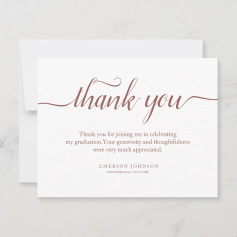 Thank You Notes Graduation, Thank You Card Examples, Thank You Card Sayings, Calligraphy Thank You, Graduation Card Messages, Graduation Money, Graduation Party Planning, Graduation Thank You Cards, Grad Cards