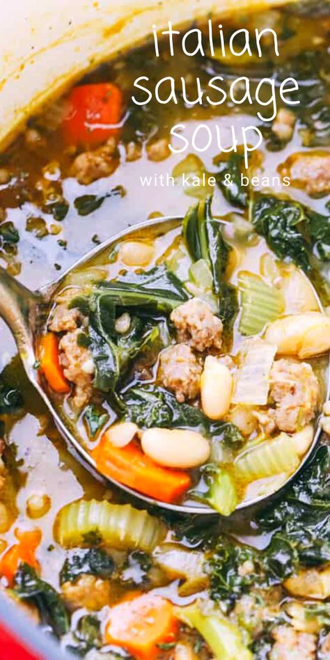 Sausage Kale Soup Keto, Sausage Kale Tomato Soup, Italian Sausage And Kale Soup Recipes, Kale Soup Recipes Crockpot, Kale Italian Sausage Soup, Kale Soup Recipes Sausage, Italian Sausage Kale Soup, Sweet Italian Sausage Soup, Optiva Diet