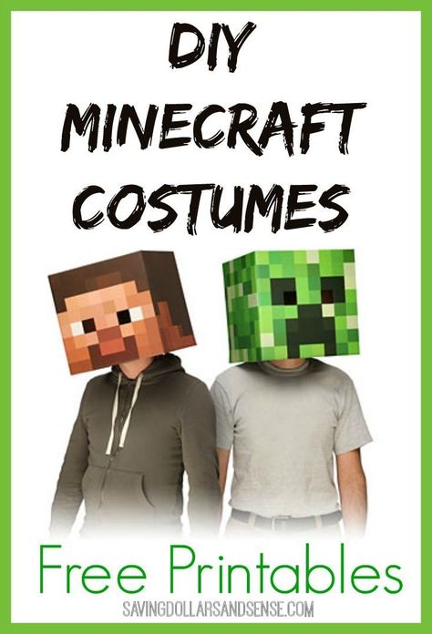 Minecraft Gift Code, Minecraft Halloween Costume, Minecraft Mask, Minecraft Heads, Creeper Costume, Minecraft Costumes, Make Your Own Costume, Minecraft Gifts, Minecraft Steve