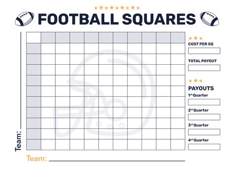 Super Bowl Pool, Super Bowl Squares, Football Squares Template, Superbowl Squares, Football Squares, Football Pool, Unique Fundraisers, Square Printables, Superbowl Game