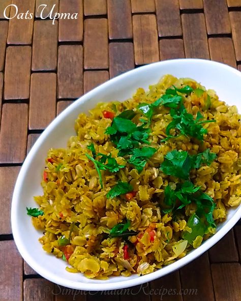 Oats Upma: #oats Vegetable Upma is a quick to make wholesome #breakfast dish instead of the usual #oatmeal with milk. It has a spicy touch and is full of vegetables. This dish can be made in less than 15 minutes. It can also be had by people on diet as a light dinner. Try the #recipe @ https://simpleindianrecipes.com/More/Oats-Upma.aspx #simpleindianrecipes #indianrecipes Oatmeal With Milk, Oats Upma, Simple Indian Recipes, Wholesome Breakfast, Old Fashioned Oats, Old Fashion Oats, Easy Indian Recipes, Milk It, Strong Girl