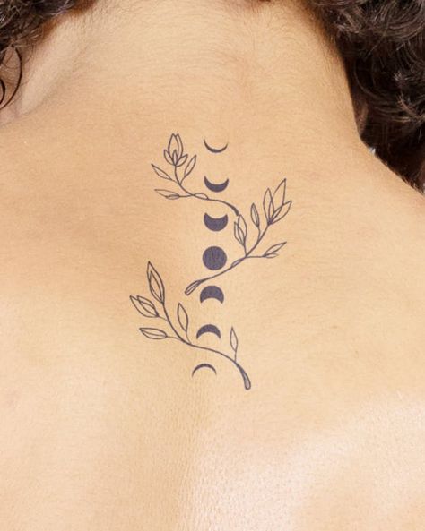 Our tattoos last 1-2 weeks and fade as your skin naturally regenerates. Painless and easy to apply. Delivered to your doorstep. Moon Phases Tattoos, Tattoos Celestial, Behind The Neck Tattoos, Twilight Tattoos, Pagan Tattoo, Thumb Tattoos, Earthy Tattoos, Moon Phases Tattoo, Magic And Mystery