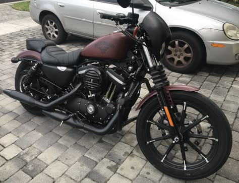 2017 Harley Davidson Iron 883 Denim Red Matte black faring Harley Motorcycles, Harley Davidson Motorcycles Iron 883, All Black Harley Davidson, Harley Davidson 883 Iron, Red Harley Davidson, Harley Sportster 883 Iron, Moto Custom, Red And Black Harley Davidson, Blacked Out Harley Davidson