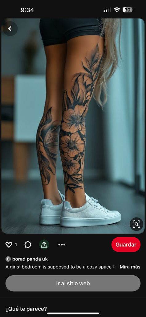 Front Calf Tattoos For Women, Leg Sleeve Tattoos Women, Big Leg Tattoos For Women, Womens Calf Tattoo, Color Leg Sleeve, Leg Sleeves For Females Tattoo, Female Leg Sleeve Tattoo, Upper Thigh Tattoos Women Unique, Rippen Tattoo Frau