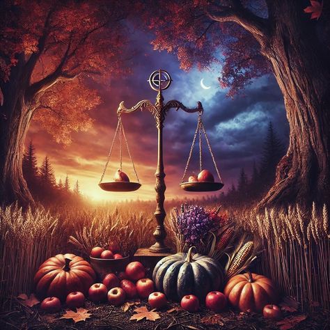 As we prepare for the autumn equinox, day and night stand in perfect balance, symbolizing the harmony between light and dark. This sacred time, known as Mabon, marks the harvest’s peak, a moment to reflect on nature’s equilibrium and the transition from abundance to rest. This mirrors the harmony in nature as the harvest is gathered, reminding us to find balance in our own lives during this time of transition and reflection. #ascendingpriestess #fallequinox #mabon #witch #wheeloftheyear Mabon Art Pagan, Autumn Equinox Aesthetic, Mabon Wallpaper, Mabon Art, Happy Mabon, Autumn Symbols, Witch Holidays, Equinox Day, Harmony In Nature