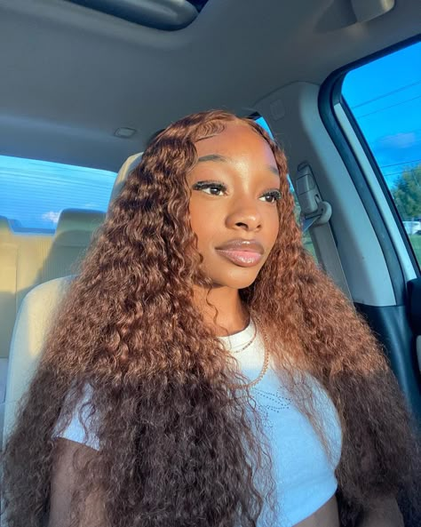 Curly Brown Lace Front Wig, Brown Lacefront Wig, Brown Deep Wave Wig Hairstyles, Light Brown Honey Blonde Lace Front Wig, Brown Curly Lace Front Wig, Light Brown Water Wave Wig, Long Curly Lace Front Wigs Hairstyles, Brown Curly Wigs For Black Women, Chocolate Brown Deep Wave Wig