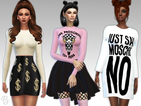 Sims 4 CC's - The Best: MOSCHINO SET by blue8whitewolfcreation Sims 4 Moschino, 2000 Followers, New Sims 4 Cc, Sims 4 Packs, Women Kpop, Sims Fashion, Sims 4 Outfits, Red Velet, Sims 4 Blog