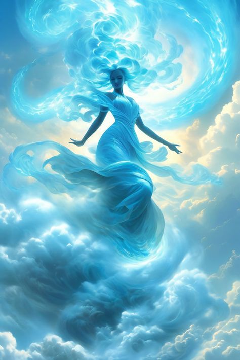 Air Elemental - Niji Filter STR 3 Light Elemental Fantasy Art, Air Aesthetic Element, Air Elemental Dnd, Fantasy Elemental Creatures, Cloud Elemental, Air Spirit Fantasy Art, Air Art Element, Elemental Goddess Art, Air Element Art