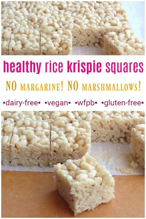 Vegan Rice Krispie Treats, Healthy Vegan Dessert, Rice Krispie Squares, Hummus Wrap, Healthy Rice, Vegan Rice, Rice Recipes For Dinner, Rice Krispie Treats, Rice Krispie