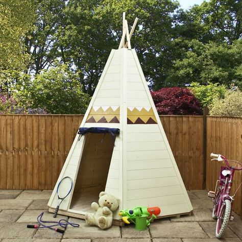 How simple changes can turn a shed into a games room Wood Teepee, Wooden Teepee, Diy Backyard Fence, Kids Teepee Tent, Build A Playhouse, Kids Garden, Teepee Kids, Teepee Tent, Kids Playhouse