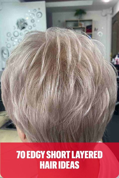 Ash Blonde Short Pixie Crop with Crown Layers Ash Blonde Pixie, Crown Layers, Layered Hair Ideas, Short Layered Hair, Short Textured Hair, Fine Flat Hair, Short Layered Bob Haircuts, Haircut For Women, Layered Haircuts For Women