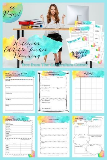 Teachers - grab this freebie now! Use our watercolor editable teacher binder to help you get organized for the school year. Free from The Curriculum Corner. Esol Teacher, Teacher Planning Binder, Teacher Binder Printables Free, Free Teacher Binder, Teacher Organizer, Teacher Binder Organization, Teacher Organisation, Happy Planner Teacher, Editable Teacher Planner