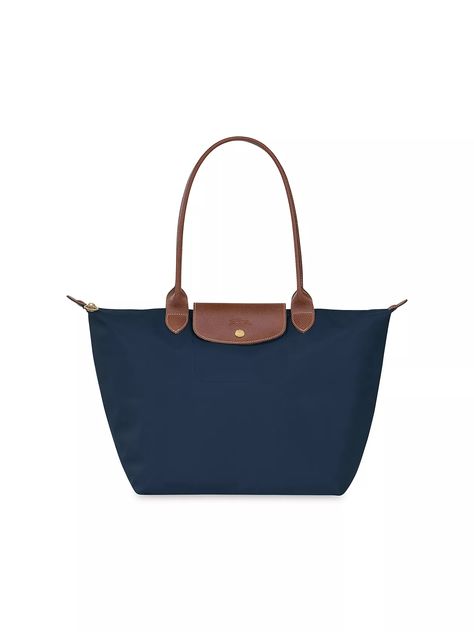 Shop Longchamp Large Le Pliage Shoulder Tote | Saks Fifth Avenue Longchamp Le Pliage Navy, School Wishlist, Longchamp Le Pliage Large, Longchamp Tote, Longchamp Bag, Navy Bag, Light As A Feather, Pretty Bags, Large Shoulder Bags