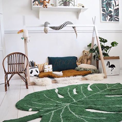 Kids Back To Jungle: 20 Indoor Jungle Themed Ideas | Home Design And Interior Kids Jungle Room, Jungle Bedroom, Jungle Room, Lorena Canals, Toddler Beds, Jungle Baby, Nursery Baby Room, Toddler Bedrooms, Big Boy Room