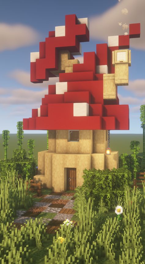 Mushroom Castle Minecraft, Minecraft Building Ideas Mushroom, Mushroom Houses Minecraft, Mushrooms Minecraft, Mushroom Village Minecraft, Cat Cafe Minecraft, Minecraft Mushroom Village, House Plans Minecraft, Minecraft Mushroom Builds