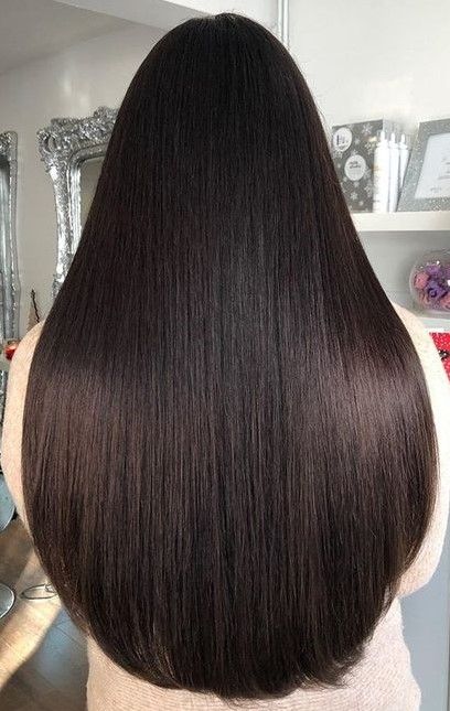 Deep U Haircut Long Hair, Homemade Hair Treatments, Huge Hair, Hair Projects, Long Length Hair, U Shaped Hair, Gorgeous Hair Color, Long Dark Hair, Front Hair Styles