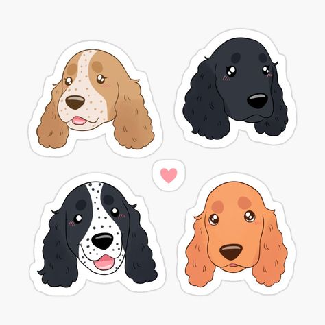 Get my art printed on awesome products. Support me at Redbubble #RBandME: https://www.redbubble.com/i/sticker/Cute-english-cocker-spaniel-dog-face-pack-by-Yaragold/153115523.EJUG5?asc=u Cocker Spaniel Cartoon, Chocolate Cocker Spaniel, Dogs Stickers, Cocker Dog, English Spaniel, Dogs Breeds, Face Pack, Design Picture, Cocker Spaniel Dog