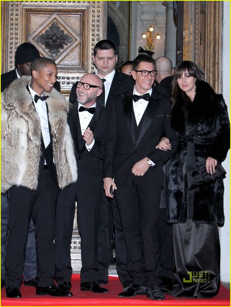 Pharrell, Domenico Dolce, Stefano Gabbana  Monica Bellucci Italian Actress, Stefano Gabbana, All Black Everything, Monica Bellucci, Squad Goals, Just Jared, Entertainment News, All Black, Photo Galleries